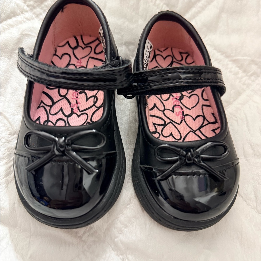 Carter's Black Dress Shoes with Pink Heart Insole